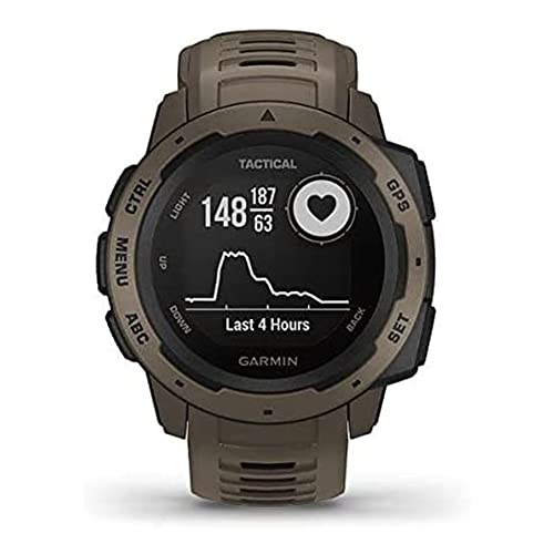 Image of Garmin 010-02064-71 Instinct Tactical, Rugged GPS Watch, Tactical Specific Features, Constructed to U.S. Military Standard 810G for Thermal, Shock and Water Resistance, Tan