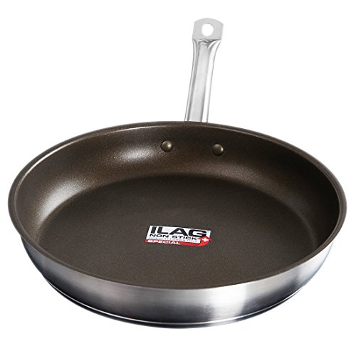 MICHELANGELO Stainless Steel Frying Pan with Swiss Nonstick Coating 11 Inch, Stainless Steel