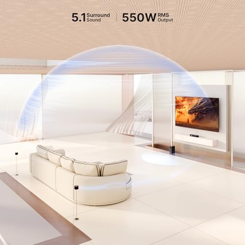 Image of Zebronics 2026 Launch 550W Soundbar with Dolby Atmos, DTS X, 5.1 CH, 13.33cm Wireless Subwoofer & Rear Satellites, LED Display, BT v5.3, HDMI eARC, Wall Mountable, Matte Finish (Juke Bar 9710C)