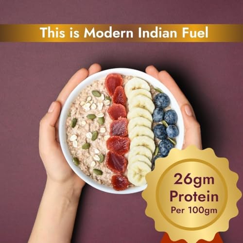 Image of Yolo Roots 26g High Protein Strawberry Super Oats 1 Kg | Plant-Based Protein with Organic Jaggery | No Refined Sugar | High Fibre Breakfast Oats with Seeds & Raisins (Strawberry)