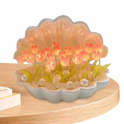 Lámpara nocturna de conchas marinas, lámpara de luz nocturna de conchas marinas - Luz decorativa de la noche de flores - Linda decoración de la guardería, accesorios de escritorio novedoso para sala d