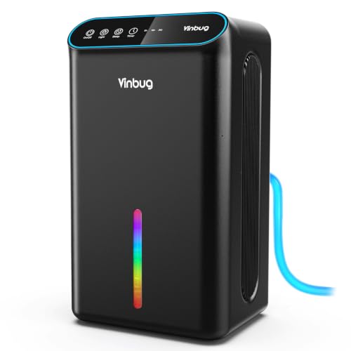Image of Dehumidifier for Home (98 OZ, 1000 sq ft), Small Quiet Dehumidifiers with Drain Hose, Auto Shut-Off, Sleep Mode, 3 Timer Modes, for Bedroom, Bathroom, Basement (CT6-Light Black)