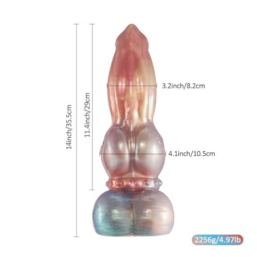 Image of 14 Inch Huge Thick Monster Dildo, XXXL Big Fantasy Knot Dildos | 4.1'' Diameter, Strong Suction Cup, Silicone Material, Giant Size, For G-Spot Anal Play, Adult Sex Toys, For Women Men Gay
