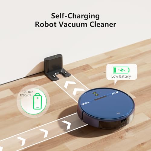 Image of Robot Vacuum Cleaner, Smart Robotic Vacuum Wi-Fi Connected, App Control, Compatible with Alexa and Google Assistant, Automatic Self-Charging Robot Vacuum Perfect for Pet Hair, Carpets and Hard Floors