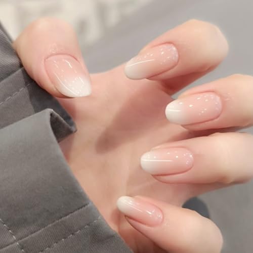Oval Press On Nails Short – 24PCS French Ombre Pink