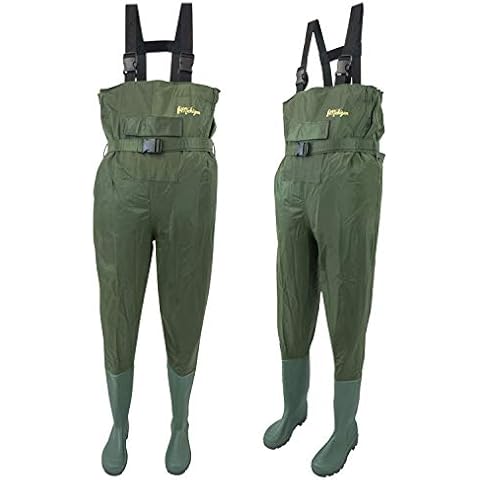 Michigan 100% Waterproof Olive Nylon Fishing Chest Waders with Belt Size 6 Cover
