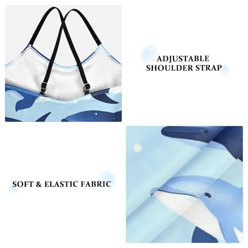 Pigsaly Girls One Piece Swimsuits Blue Dolphin Killer Whales Kids Cross Back Swimwear Toddler Beach Sport Bathing Suit 3T3