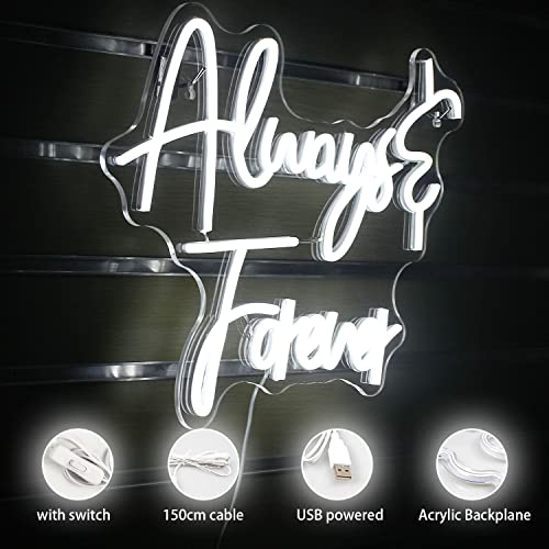 Ineonlife Always Forever Neon Sign White Letter Led Neon Lights For Bedroom Wall Decor Words Usb Powered Neon Signs For Room Living Room Bar Club Hotel Party Wedding Engagement Wall Hanging Decoration #TOP3