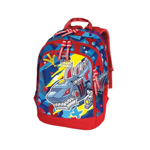 Tinta Unita Zaino Scuola Dream Cross Young Dino Robot (Shark Robot, Rosso)