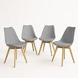 MUNDO IN MUEBLES Juego de 4 Sillas Eames Acojinadas Frankfurt | Elegantes Sillas para Comedor, Oficina, Escritorio,...
