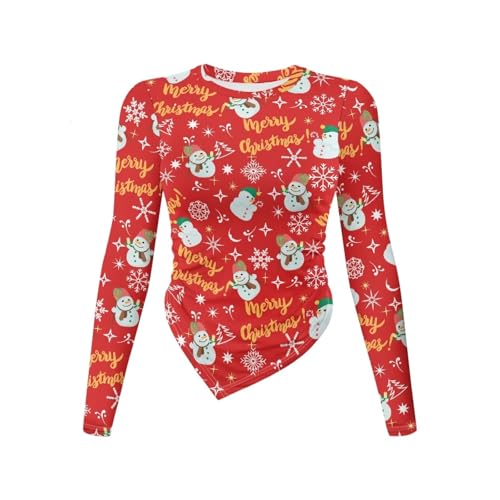 Gzzxiailg Merry Christmas Tshirts for Womens Breathable Basic Tees Long Sleeve Workout Shirts Going Out Tees Base Layer Thermal Tops Slim Fit Underwear Comfy Fall Top for Xmas