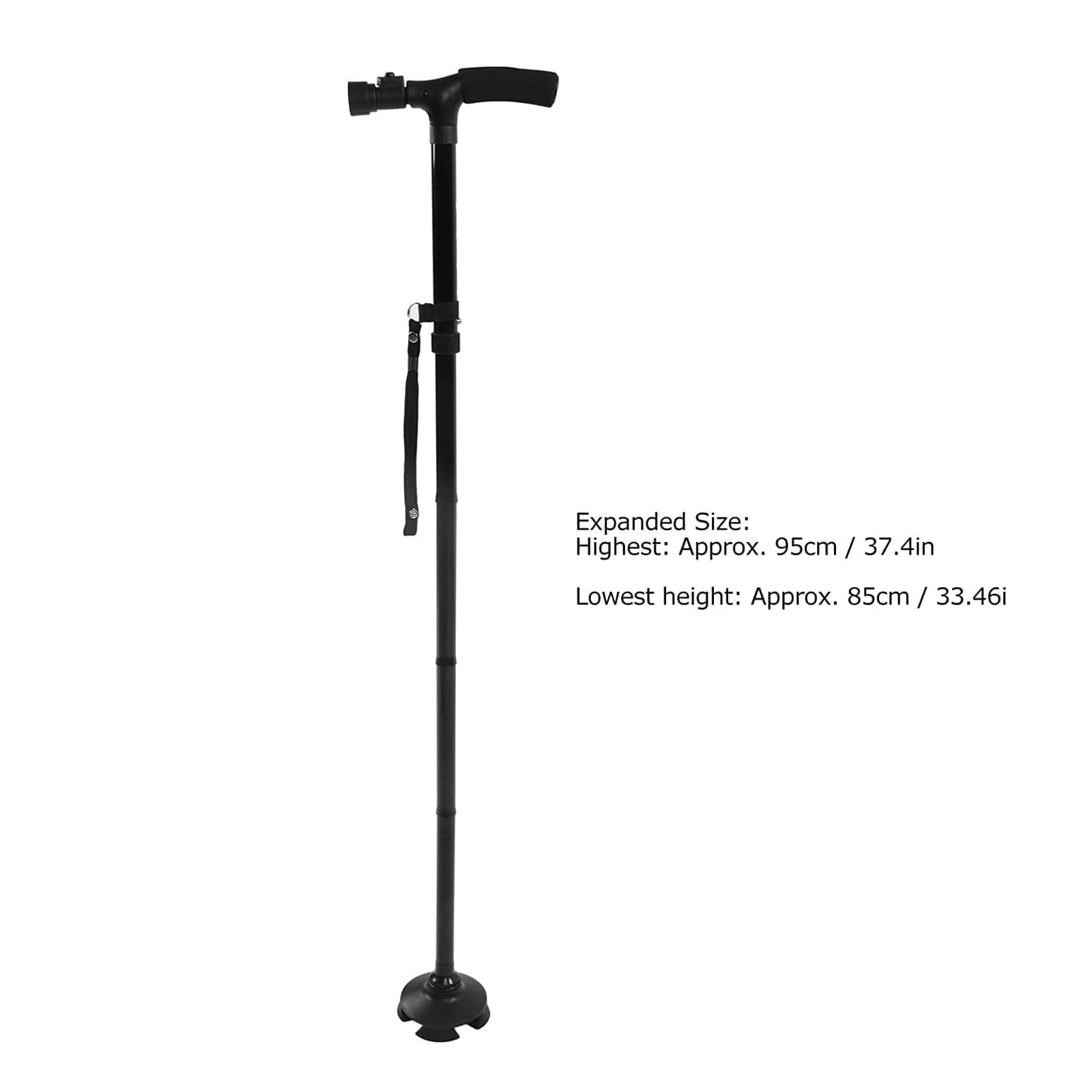 SAAKO Sécurité Béquilles Béquilles télescopiques Bâtons de Marche réglables en Hauteur en Aluminium avec Lampe de Poche Canne de Marche Cannes pour Adultes Confortable