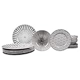 GESCHENK-IDEE Das hochwertige Geschirr schwarz-weiß für 6 Pers. ist auch ein tolles Geschenk als Erst-Ausstattung für die erste eigene Wohnung - zu Einzug Umzug Geburtstag Hochzeit oder Weihnachten