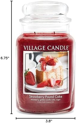 Village Candle Warm Buttered Bread and Strawberry Pound Cake Large Glass Apothecary Jar Scented Candles — view 7