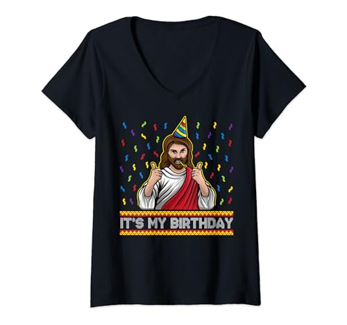 It's My Birthday Funny Jesus Birthday Cute Christmas Gifts Maglietta con Collo a V