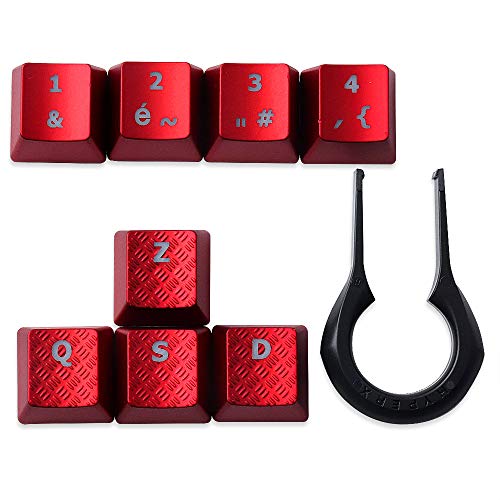 FPS & MOBA Touches de Jeu pour Cherry MX Razer&Corsair&HyperX&Logi G610 G710 Clavier mécanique de Jeu (Rouge-ZQSD1234)