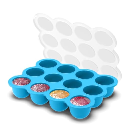 Samuelworld Baby Food Storage Container, 12 Portions x 2.5oz - BPA Free Silicone Freezer Tray with Clip-On Lid for Breast Milk Storage, Homemade Baby Food, Vegetable & Fruit Purees - Blue