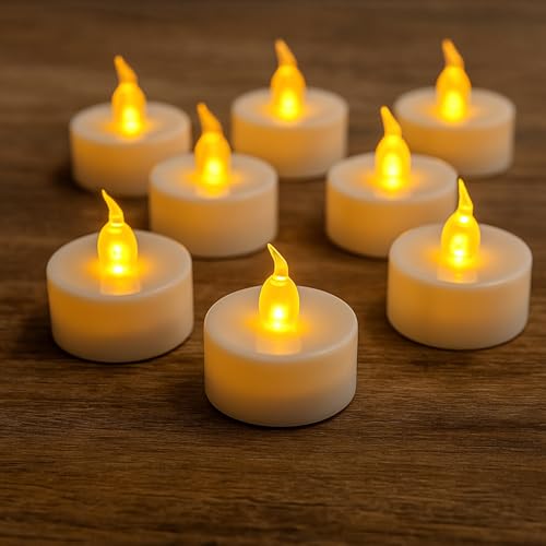 Image of 12 PCS Warm White Flickering Tea Light Candles with Timer