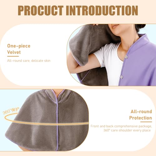 Warm Shawl, 32x17 Thickened Plush Protective Shoulder Shawl, 360 Wrap Soft Comfortable Washable Shoulder Cape for Elderly Women, Purple3