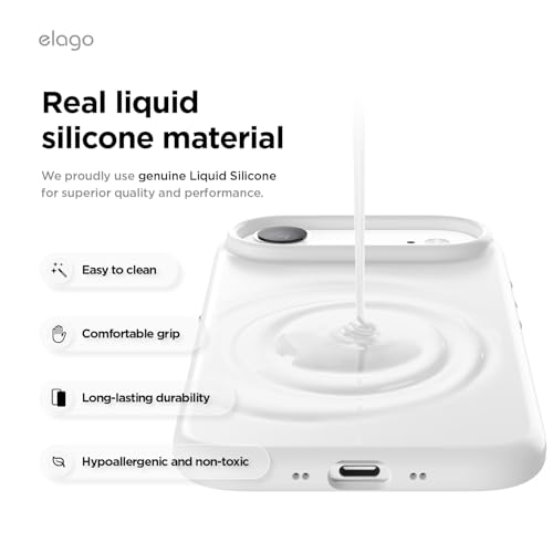Image of elago for iPhone Air Case, Premium Magnetic Silicone Case, Compatible with MagSafe, Liquid Silicone Material, Protective Cover, Shockproof, Slim Phone, 6.5 inch (White)