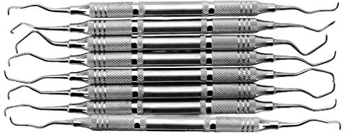 Miniatura 3 de SURGICAL ONLINE Gracey Curetas Juego de 8 piezas de instrumentos médicos veterinarios dentales - Ultra ligero, acero inoxidable, doble extremo,