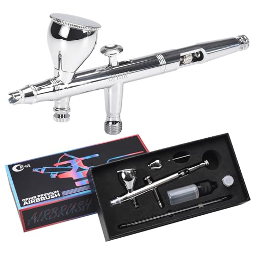 OPHIR Dual Action Airbrush, 0.35mm Gravity Feed Airbrush for Miniature & Model Painting with 2CC & 7CC Cups, Precision Detail Spray for Hobby Crafts & Custom Shoes