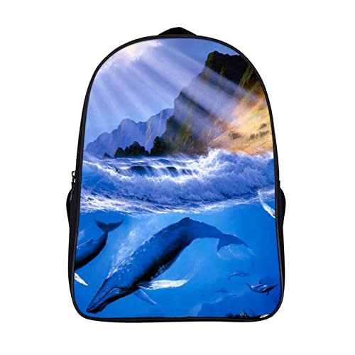 Sac à dos de voyage baleine pour enfant, cartable cool pour l'école et sorties