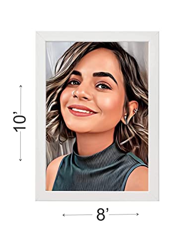 Image of Vsk Art Personalized Digital Oil Painting Photo Frame Gift for Couple | Women| Husband| Wife| Brother| Sister| Singal (Face Digital Oil Panting) (White 8x10)