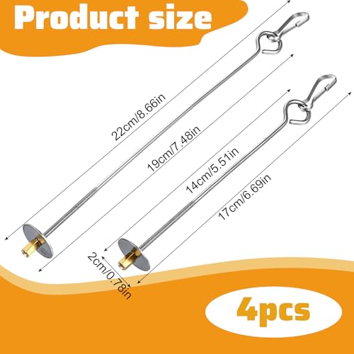 Nogeqi 4PCS Bird Cage Food Holder with Hook, Stainless Steel Bird Feeder for Cage, Parrot Fruit Skewers, Birds Foraging Toys for Macaw Parakeet Parrot Budgie (2 Sizes)