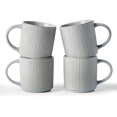 famiware Coffee Mug Set of 4, Star 12 oz Ceramic Mugs Cups Set with Handle