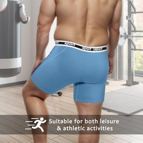 Men Big and Tall Underwear Boxer Briefs - Breathable Moisture Wicking Long Leg Underwear 2XL 3XL 4XL 5XL 6XL4