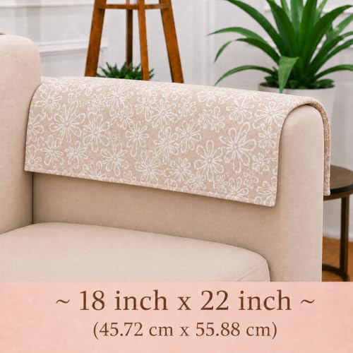 Image of STITCHNEST 'Verdant Phool Stories' Sofa Armrest Cover | Elegant Jacquard Fabric, Washable & Durable for Modern Living (18 x 22 Inches)