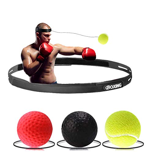 DIHKLCIO Boxing Reflex Ball, 3 Difficulty Level Boxing Ball with Headband for Adults and Kids, Suit for Reaction, Agility, Punching Speed, Fight Skill and Hand Eye Coordination Training