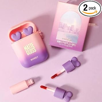 New Earbud Case shaped liquid lipsticks 2pcs/set Moisturizing lip stain. (Purple)