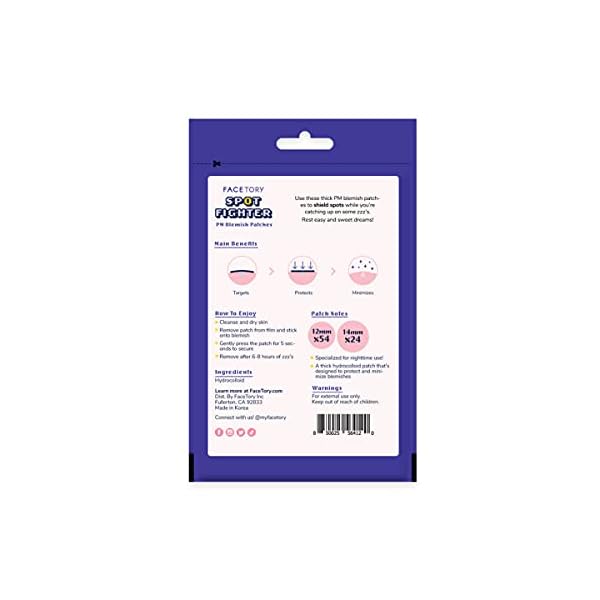 FaceTory-PM-Spot-Fighter-Blemish-Patches-OvernightNighttime-156-Hydrocolloid-Patches-12mm-and-14mm-2-Packs-of-78-Patches FACETORY PM Spot Fighter Blemish Patches - Overnight/Nighttime Pimple Patch, For Acne-Prone Skin - 156 Hydrocolloid Patches, 12mm and 14mm (2 Packs of 78 Patches)