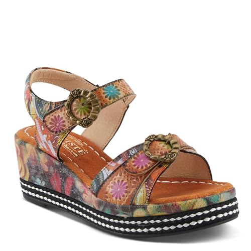 Spring Step L'Artiste Women's FLAVOUR Fashion Wrapped Wedged Sandals | Hand-Painted Leather Accents, Hook and Loop Closure2