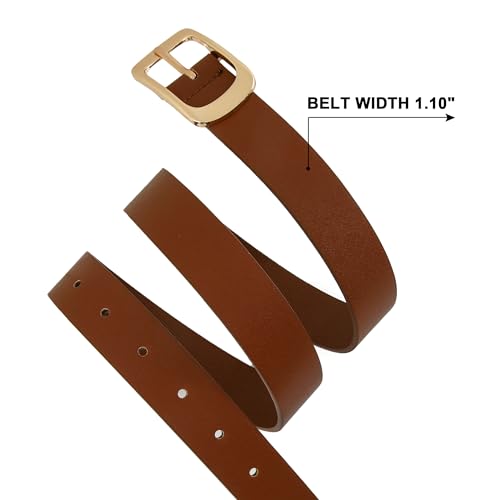 Earnda Women's Leather Belts for Jeans Dresses Ladies Waist Belt with Fashion Square-Buckle 1.10" Width4