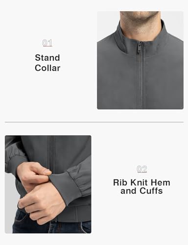 Image of TBMPOY Men's Lightweight Jackets Casual Windbreaker Stylish Light Fall Spring Golf Work Dress Business