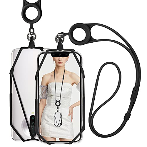 takyu Handykette universal, Multifunktion Handyschnur Handyband, Flexibel Halsband zum Umhängen für 4.7-7.1" Handy (Schwarz) Cover