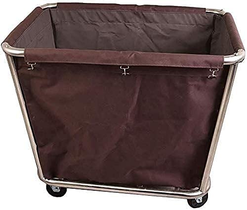 DFEDHF Kitchen Movable Trolleys Brown Laundry Basket Laundry Hamper Sorters Cart Stainless Steel Hotel Service Trolley with Silent Wheels and Removable Bags