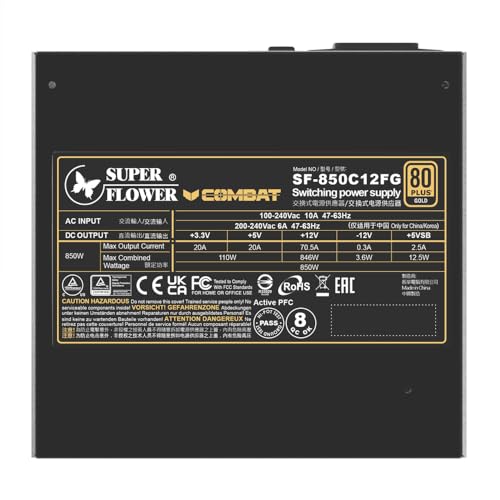 Image of Super Flower Combat FG 650W 80+ Gold, Full Modular, ATX 3.1 / PCIe 5.0, W /12V-2x6 Cable (2x8pin - 16pin Native Cables), Power Supply, FDB Fan, SF-650C12FG, Black Version