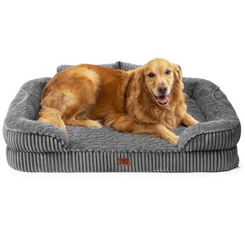 EHEYCIGA Panier Chien XXL Grande Taille Orthopédique avec Dossier Haut 107x76cm, Lit Chien à Mémoire de Forme, Canapé pour Chien Déhoussable et Lavable,...