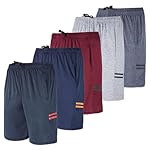 5 Pack Men's Active Quick Dry Fit Shorts - Athletic Running Gym Workout Casual Shorts with Pockets Bulk