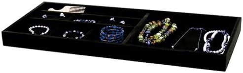 October Company 27.5 Inch Wide Velvet Jewelry Tray Black