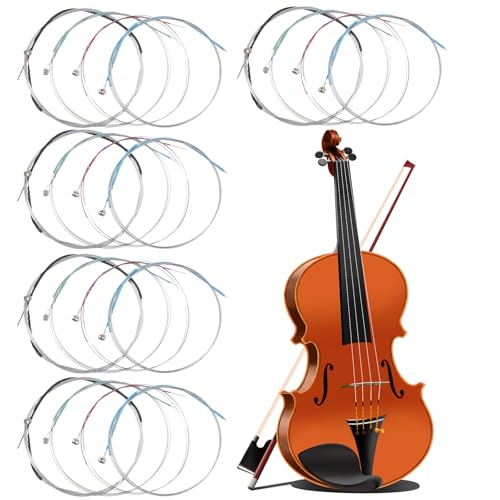 20 Pcs Violin Strings Full Set Violin Strings Universal String for 4/4 3/4 Size Stainless Core with...