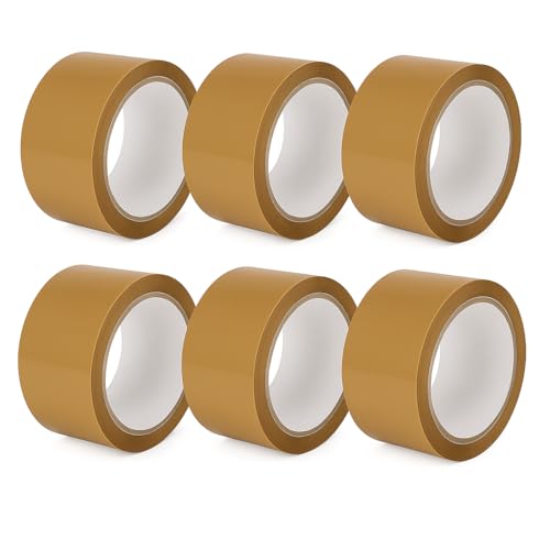 Image of Brown BOPP Packaging Tape 48mm x 65m | Strong Adhesive Heavy-Duty Sealing for Boxes Envelopes Gifts | Multipurpose Industrial and Home Use | Pack of 6 Rolls