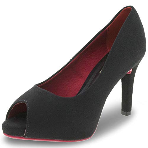 Peep Toe Feminino Salto Alto Beira Rio - 4180201 PRETO/CAMURÇA