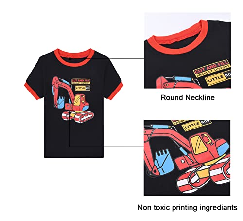 Benaive Pajamas for Boys, Summer Pjs for Boy Cotton Pajama, 4-Piece Children Shorts Set (Digger, Grey & Black, 2T) - image 5