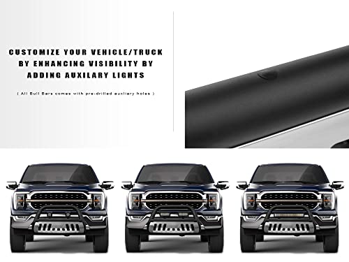 Image of Armordillo 8713648 Classic Series Bull Bar - Matte Black with Aluminum Skid Plate Fits 2009-2018 Dodge Ram 1500 /2019-2023 Classic