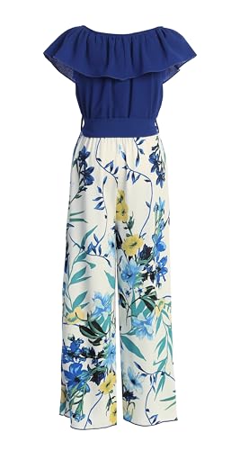 Image of iGirlDress Girls Wide Leg Off Shoulder Elegant High Waist Rompers Palazzo Pants Trousers Jumpsuits USA 4-14